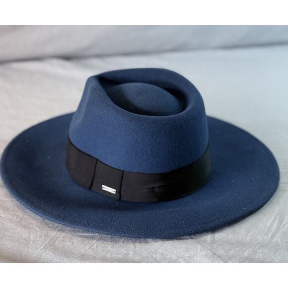 Brixton Accessories - Brixton Blue Joanna Felt Hat Black Ribbon Size Small Fedora